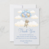 Baby-Dusche niedlich blauer Bär Dankeskarte (Vorderseite)