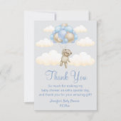 Baby-Dusche niedlich blauer Bär Dankeskarte (Vorderseite)