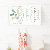Baby Dusche Niedlich Dinosaur Mama Name Blau Banner (Insitu)
