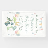 Baby Dusche Niedlich Dinosaur Mama Name Blau Banner (Horizontal)