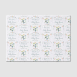 Baby Dusche Niedlich Dinosaur Mama Name Blau Seidenpapier