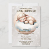 Baby Dusche Niedlich Schlafen Baby Lamb Tier Einladung (Vorderseite)