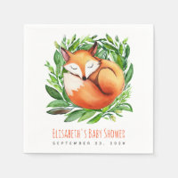 Baby Dusche Niedliche Schlaffox Wasserfarbenwald