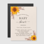Baby Dusche Pampas Gras Sonnenblume Luxus Magneteinladung (Vorne/Hinten)