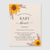 Baby Dusche Pampas Gras Sonnenblume Luxus Magneteinladung (Vorderseite)