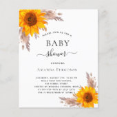 Baby Dusche Pampas Gras Sonnenblumen rot Wasser Bu Flyer (Vorne)