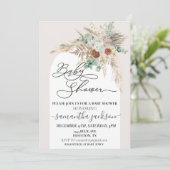 Baby Dusche Pampas Grass Boho Arch Moderne Einladung (Stehend Vorderseite)