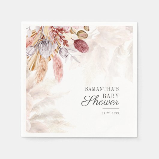 Baby Dusche Pampas Grass Tan Terracotta Papier Serviette (Vorderseite)