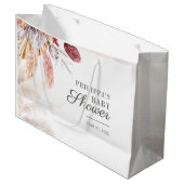 Baby Dusche Pampas Grass Terracotta Große Geschenktüte (Vorderseite Schrägansicht)