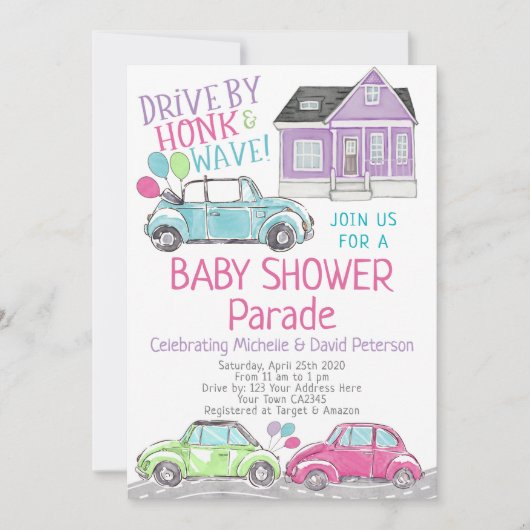 Baby Dusche Parade Einladung (Vorderseite)