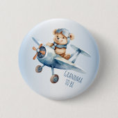 Baby Dusche Party Baby Bear Pilot Blue Airplane Button (Vorderseite)