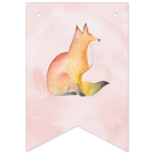 Baby Dusche Party Decke Aquarell Holzfuchs Wimpelkette (Erste Fahne)