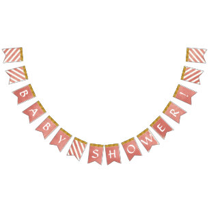 Baby Dusche Party Dekoration Korallen Imitate Gold Wimpelkette