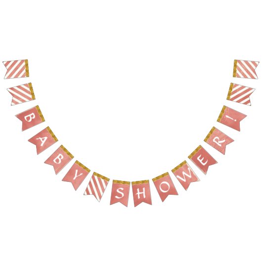 Baby Dusche Party Dekoration Korallen Imitate Gold Wimpelkette (Alle)