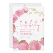 Baby Dusche Party Einladung Vorlage Rosa Blume