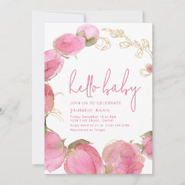 Baby Dusche Party Einladung Vorlage Rosa Blume