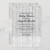 Baby Dusche Party Grau Wood Lace Einladung (Vorne/Hinten)