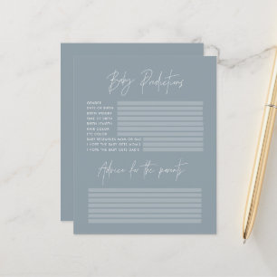 Baby Dusche Party Vorhersagen Spiel staubblau