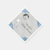 Baby Dusche Pastel Blue Vintag Little Boy Serviette (Ecke)