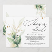 Baby Dusche per Mail Einladung Grüne & Gold (Vorne/Hinten)