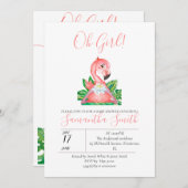 Baby Dusche Pink Flamingo Jungle Wasserfarbe Einladung (Vorne/Hinten)