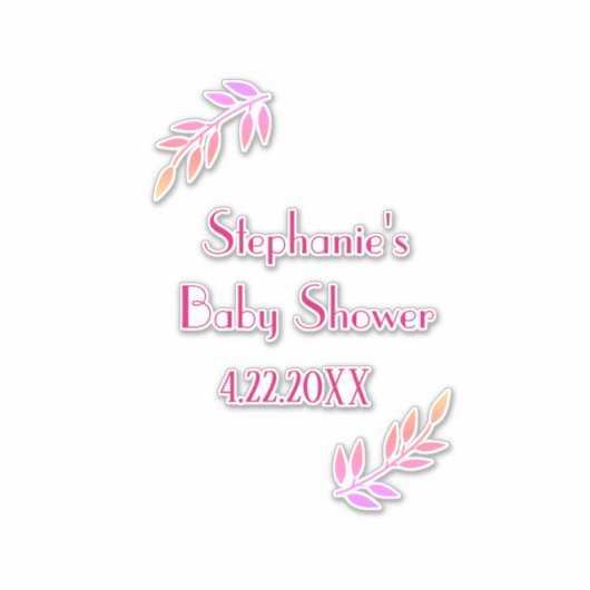 Baby Dusche Pink Leaf Muster Girls Niedlich Aufkleber (Vorderseite)