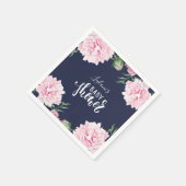 Baby Dusche Pink Peony Bloral Navy Blue Serviette (Ecke)