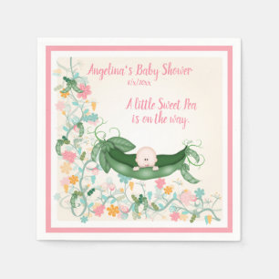 Baby Dusche Platterbsen Pead Pods Rosa Grün Serviette