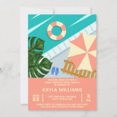 Baby Dusche Pool Party Tropical Pool Szene Einladung (Vorderseite)