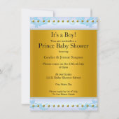 Baby Dusche Prince Boy Blue Gold Crown Blonde Einladung (Rückseite)