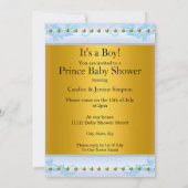 Baby Dusche Prince Boy Blue Gold Crown Blonde Einladung (Rückseite)