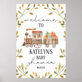 Baby Dusche Pumpkin Train Begrüßungszeichen Poster