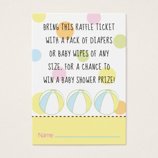 Baby Dusche Raffle Ticket Beach Ball (Vorderseite)