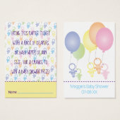 Baby Dusche Raffle Ticket Paci Bunny (Vorne & Hinten)