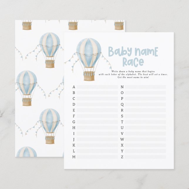 Baby Dusche raten Sie den Namen moderne Heißluftba (Vorne/Hinten)