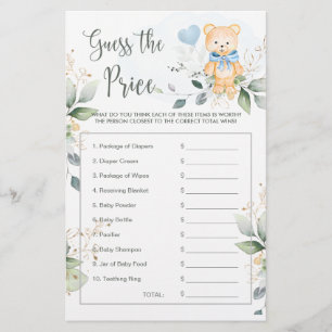 Baby Dusche Raten Sie den Preis Game Teddy Bear Briefpapier