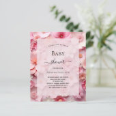 Baby Dusche Rosa Blume Mädchen Einladung (Stehend Vorderseite)