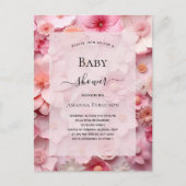 Baby Dusche Rosa Blume Mädchen Einladungspostkarte (Vorderseite)