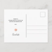 Baby Dusche rosa Blumengrün Danke Postkarte (Rückseite)