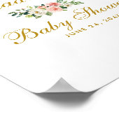 Baby Dusche Rosa Blush Gold Floral Willkommen Poster (Ecke)