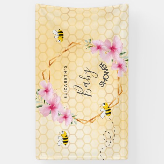 Baby Dusche rosa Blüten Honigwabenmutter zu sein Banner (Vertikal)