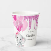 Baby Dusche rosa Elefantenballons Pappbecher (Rückseite)