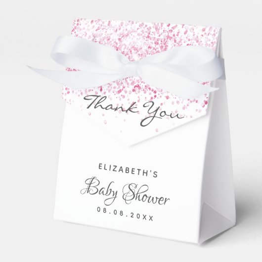Baby Dusche Rosa Glitzer Staubmädchen danke Geschenkschachtel (Vorderseite)