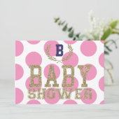 Baby-Dusche ROSA inspirierter Einladung (Stehend Vorderseite)