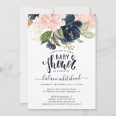 Baby Dusche Rosa Navy Blumencluster Einladung (Vorderseite)