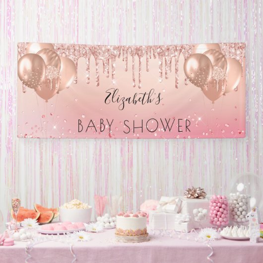 Baby Dusche Rosa Rosa Glitzer Ballons Banner (Party)