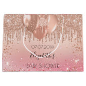 Baby Dusche Rosa Rosa Glitzer Tropfen Ballons Große Geschenktüte (Vorderseite)
