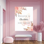 Baby Dusche rosa Schmetterling Rose Pampas Empfang Poster