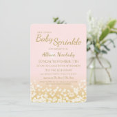 Baby Dusche Rosa und Gold Sparkle Einladung (Stehend Vorderseite)