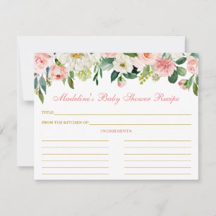 Baby Dusche Rosa White Floral Gold Rezept Karte